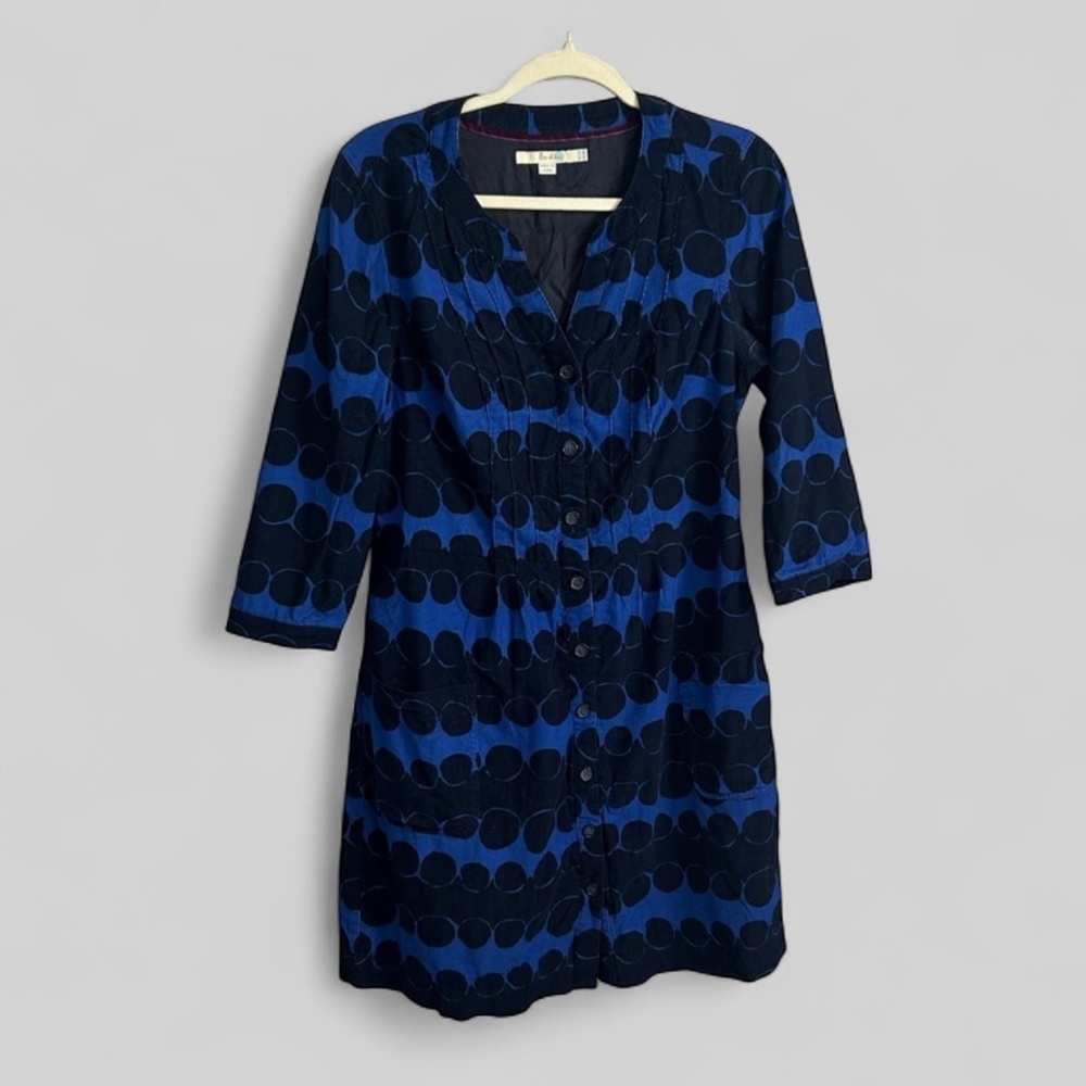 Boden blue black corduroy textured midi dress size US 10 R dark romance emo chic